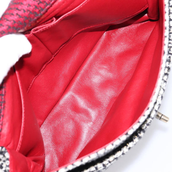 CHANEL Chain Shoulder Bag Tweed Red CC Auth 197303SAM