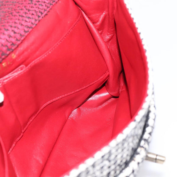 CHANEL Chain Shoulder Bag Tweed Red CC Auth 197303SAM