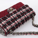 CHANEL Chain Shoulder Bag Tweed Red CC Auth 197303SAM-6