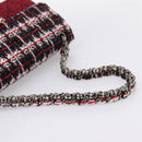CHANEL Chain Shoulder Bag Tweed Red CC Auth 197303SAM-7