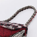 CHANEL Chain Shoulder Bag Tweed Red CC Auth 197303SAM-8