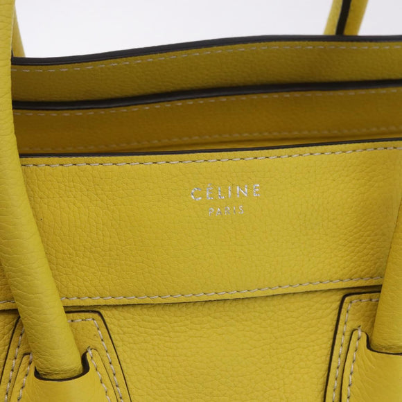 CELINE Luggage Mini Hand Bag Leather Yellow Auth 197304V