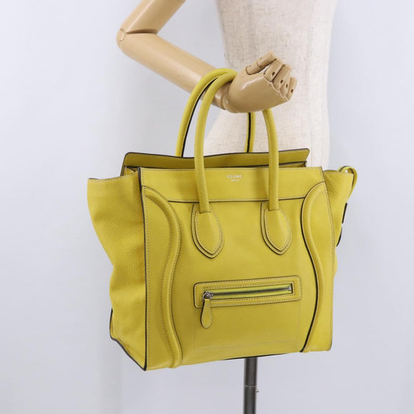 CELINE Luggage Mini Hand Bag Leather Yellow Auth 197304V