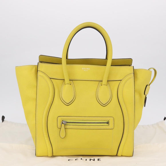 CELINE Luggage Mini Hand Bag Leather Yellow Auth 197304V