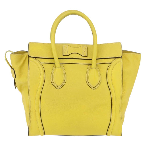 CELINE Luggage Mini Hand Bag Leather Yellow Auth 197304V