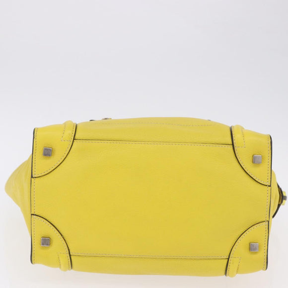CELINE Luggage Mini Hand Bag Leather Yellow Auth 197304V