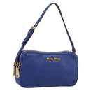 Miu Miu Pouch Leather Blue Gold Auth 197307V-1