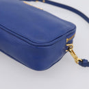 Miu Miu Pouch Leather Blue Gold Auth 197307V-9