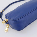 Miu Miu Pouch Leather Blue Gold Auth 197307V-14