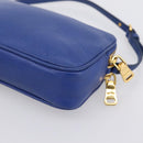 Miu Miu Pouch Leather Blue Gold Auth 197307V-15