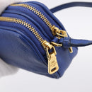 Miu Miu Pouch Leather Blue Gold Auth 197307V-10