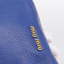 Miu Miu Pouch Leather Blue Gold Auth 197307V-17