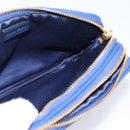 Miu Miu Pouch Leather Blue Gold Auth 197307V-19