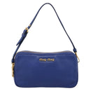 Miu Miu Pouch Leather Blue Gold Auth 197307V-13