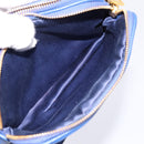 Miu Miu Pouch Leather Blue Gold Auth 197307V-21