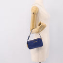 Miu Miu Pouch Leather Blue Gold Auth 197307V-22