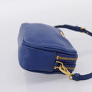 Miu Miu Pouch Leather Blue Gold Auth 197307V-4