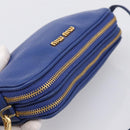 Miu Miu Pouch Leather Blue Gold Auth 197307V-6