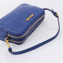 Miu Miu Pouch Leather Blue Gold Auth 197307V-7