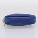 Miu Miu Pouch Leather Blue Gold Auth 197307V-5