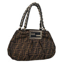FENDI Zucca Canvas Hand Bag Brown Black Auth 197309V-1