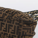 FENDI Zucca Canvas Hand Bag Brown Black Auth 197309V-10