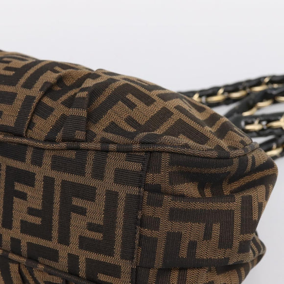 FENDI Zucca Canvas Hand Bag Brown Black Auth 197309V