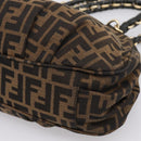 FENDI Zucca Canvas Hand Bag Brown Black Auth 197309V-12