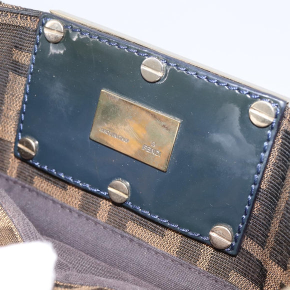 FENDI Zucca Canvas Hand Bag Brown Black Auth 197309V
