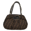FENDI Zucca Canvas Hand Bag Brown Black Auth 197309V-2
