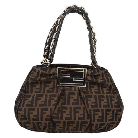FENDI Zucca Canvas Hand Bag Brown Black Auth 197309V