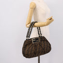 FENDI Zucca Canvas Hand Bag Brown Black Auth 197309V-23