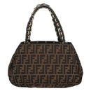 FENDI Zucca Canvas Hand Bag Brown Black Auth 197309V-3