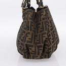 FENDI Zucca Canvas Hand Bag Brown Black Auth 197309V-4