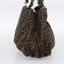 FENDI Zucca Canvas Hand Bag Brown Black Auth 197309V-5