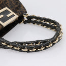 FENDI Zucca Canvas Hand Bag Brown Black Auth 197309V-7