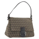 FENDI Zucchino Canvas Mamma Baguette Shoulder Bag Brown Auth 197310V-1