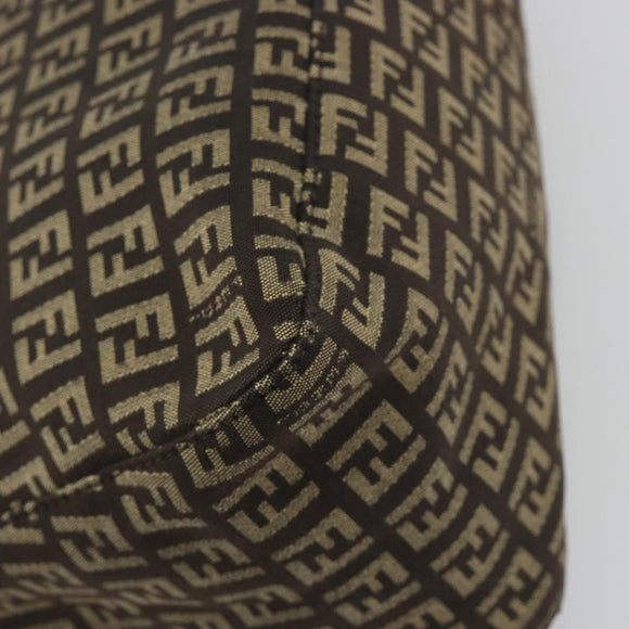 FENDI Zucchino Canvas Mamma Baguette Shoulder Bag Brown Auth 197310V