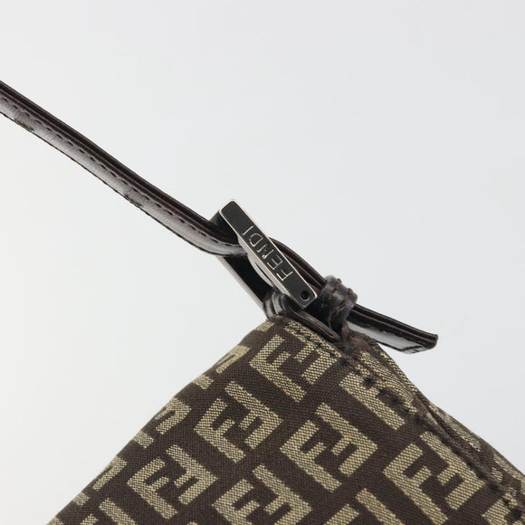 FENDI Zucchino Canvas Mamma Baguette Shoulder Bag Brown Auth 197310V