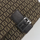 FENDI Zucchino Canvas Mamma Baguette Shoulder Bag Brown Auth 197310V-15