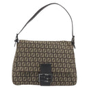 FENDI Zucchino Canvas Mamma Baguette Shoulder Bag Brown Auth 197310V-2