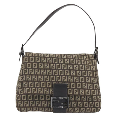 FENDI Zucchino Canvas Mamma Baguette Shoulder Bag Brown Auth 197310V - 0