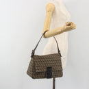 FENDI Zucchino Canvas Mamma Baguette Shoulder Bag Brown Auth 197310V-25