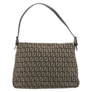 FENDI Zucchino Canvas Mamma Baguette Shoulder Bag Brown Auth 197310V-3