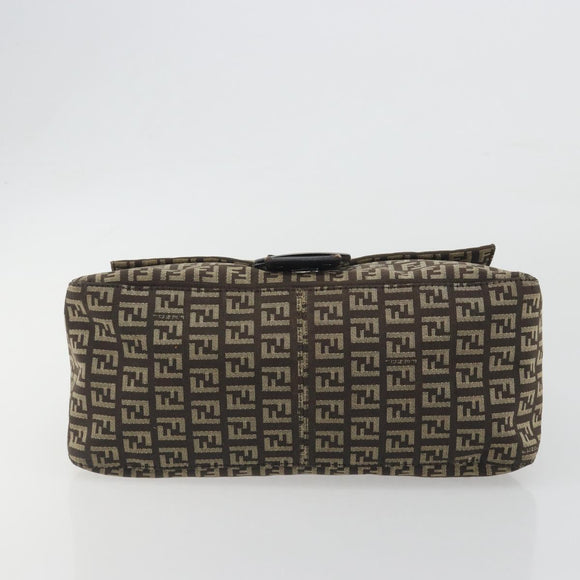 FENDI Zucchino Canvas Mamma Baguette Shoulder Bag Brown Auth 197310V