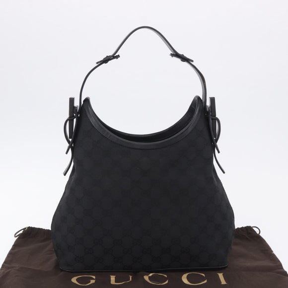 GUCCI GG Canvas Shoulder Bag Black 107752 Auth 197311V