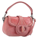 PRADA Hand Bag Leather 2way Pink Silver Auth 197313V-1