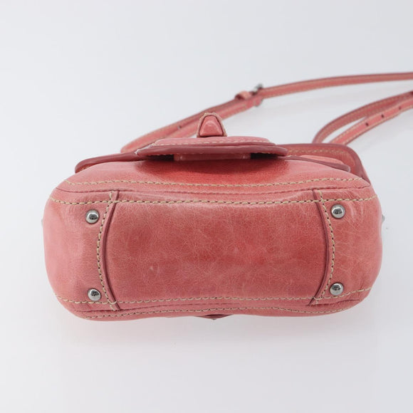 PRADA Hand Bag Leather 2way Pink Silver Auth 197313V