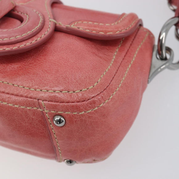PRADA Hand Bag Leather 2way Pink Silver Auth 197313V