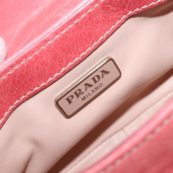PRADA Hand Bag Leather 2way Pink Silver Auth 197313V